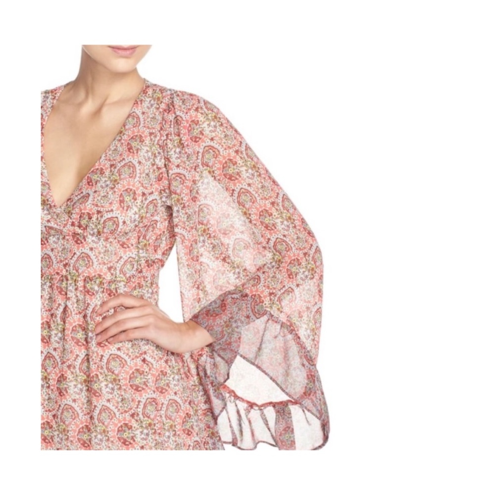 Betsey Johnson Pink Paisley Boho Mini Dress Flutter Sleeve Cottagecore 4 - Picture 4 of 9